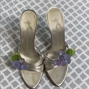 Giuseppe Zanotti Grape Slide Heels Silver 38